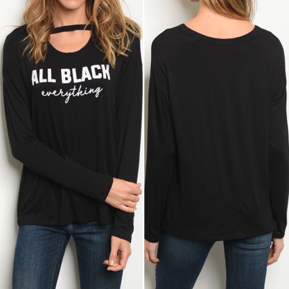 BLACK "ALL BLACK EVERYTHING" PRINT TOP
